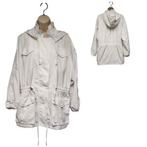 FLEET STREET Vintage Hooded Utility Jacket Size Medium Color White.